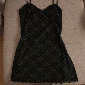 Urban Outfitters Black and Green Plaid Women's Dress